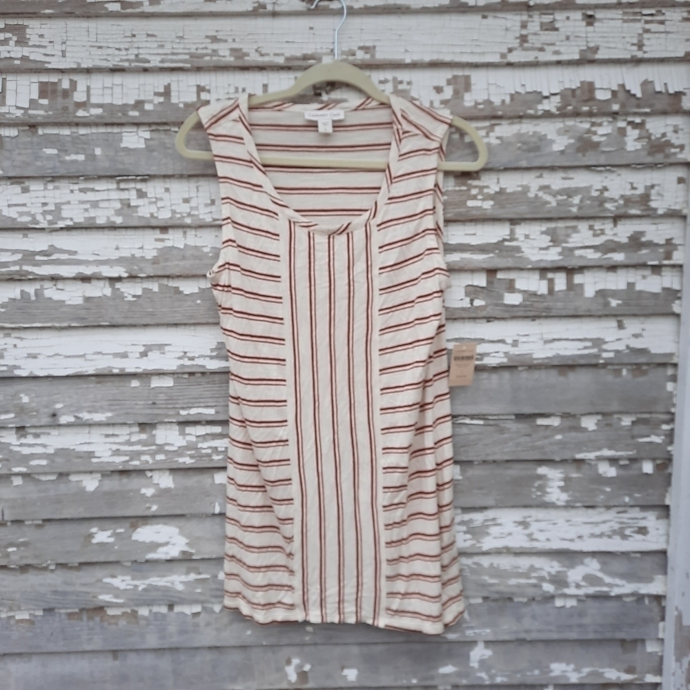 🌟 Coldwater creek weekend mixed stripe tank top size large NWT